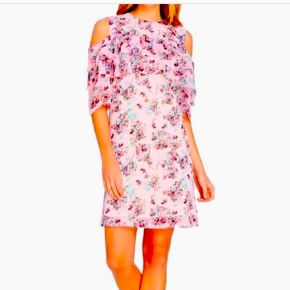 Tahari Arthur S. Levine Cold Shoulder Tiered Floral Dress - Picture 8 of 17